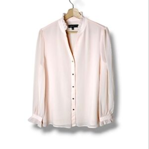 Catherine Malandrino Chiffon Peach Blouse Size M Feminine Sheer Sleeves